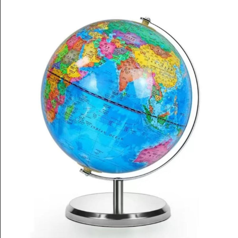 GLOBO TERRESTRE GIRATORIO POLITICO MAPA MUNDI GRANDE 22CM BASE ALUMINIO ESCOLAR