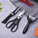Kit Facas de Cozinha 6 Peças com Lâmina Serrilhada + Tesoura e Descascador