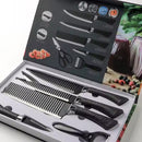 Kit Facas de Cozinha 6 Peças com Lâmina Serrilhada + Tesoura e Descascador