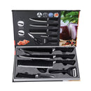 Kit Facas de Cozinha 6 Peças com Lâmina Serrilhada + Tesoura e Descascador